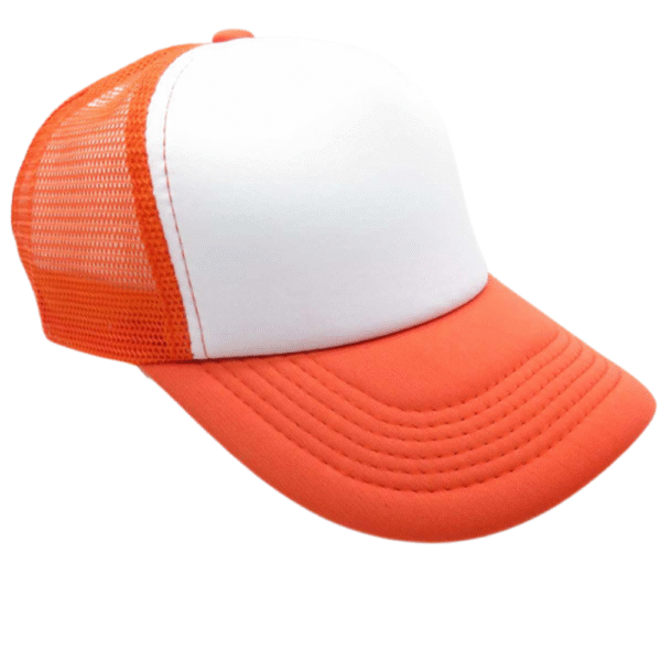 GORRA DE MALLA NARANJA NEON FRENTE BLANC
