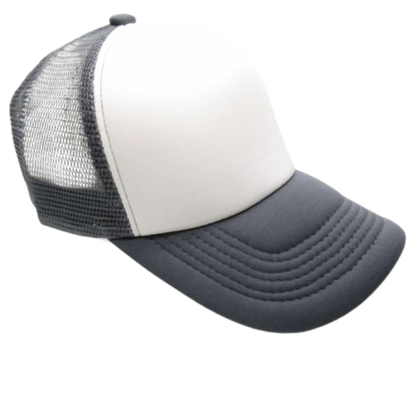 GORRA DE MALLA GRIS FRENTE BLANCO G346