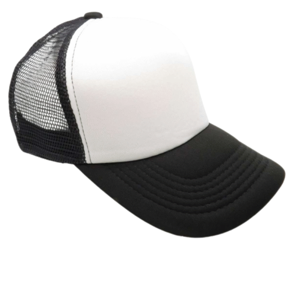 GORRA DE MALLA NEGRA FRENTE BLANCO G-346