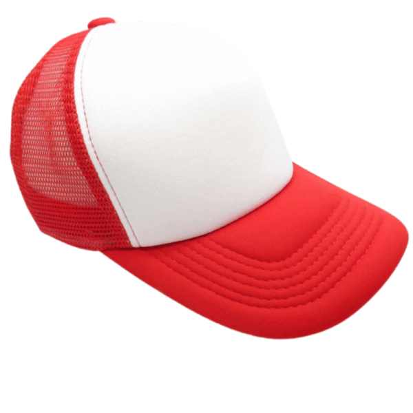 GORRA DE MALLA ROJO FRENTE BLANCO G-346